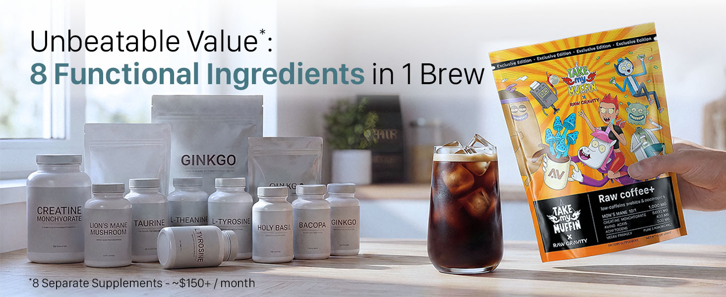 Unbeatable Value: 8 Functional Ingredients in 1 Brew